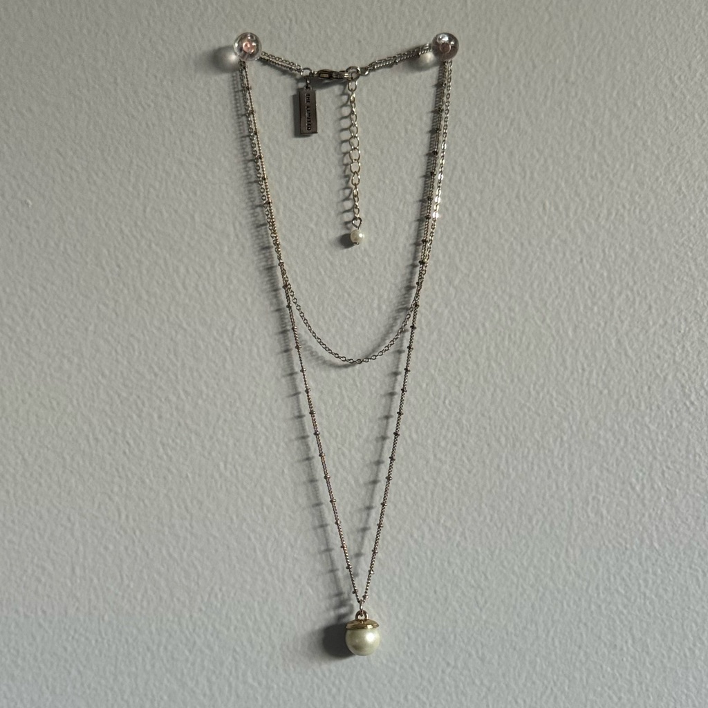 The Limited Elegant Silver Layered Necklace With Pearl Pendant 20$